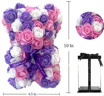 CLASSIC COLOR POP ROSE BEAR PINK/PURPLE/WHITE  in Stockbridge, GA | Ruby's Flowers & Event Decor