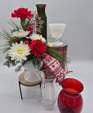 Small Glass Christmas Container  Floral Bouquet in Presque Isle, ME | COOK FLORIST, INC.