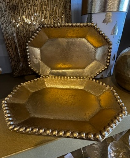 Small gold hobnail tray 