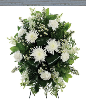 Small White Tribute Standing Funeral Spray