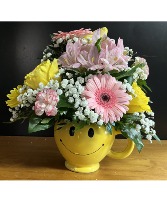 Smiles and Flowers Fresh flowers in smile mug