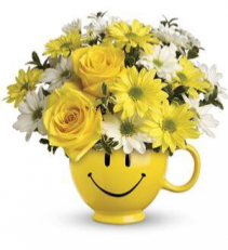 Smiley day Fresh flower/ Substitute mug for yellow face planter