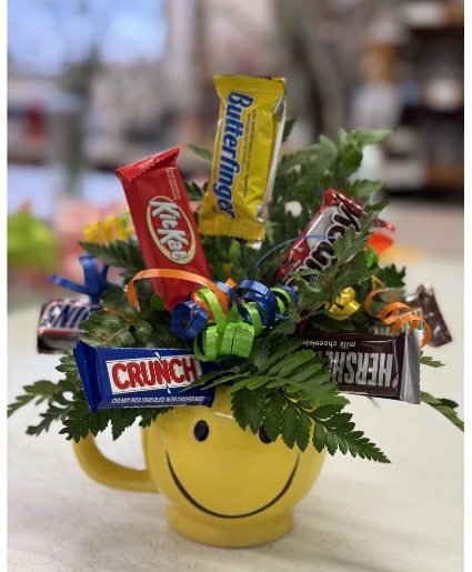 Smiley face candy bouquet Candy bouquet