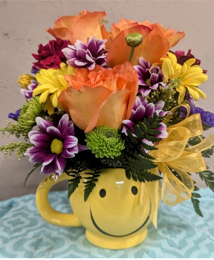 Smiley Face Mug Bright Arrangement 