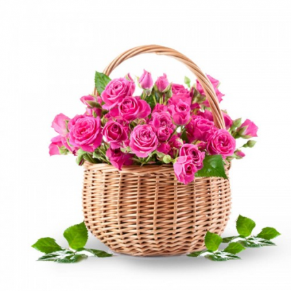 Smiling Pink Rose Basket SOLD OUT FOR VALENTINES DAY