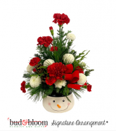 *SOLD OUT* Smiling Snowman Bud & Bloom Signature Arrangement