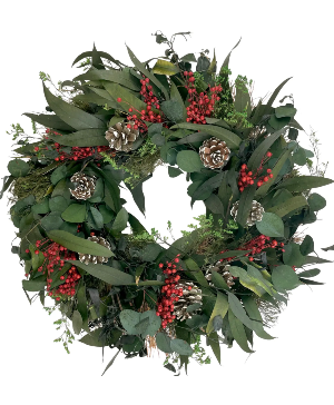 Snow Pinecone Holiday Wreath 