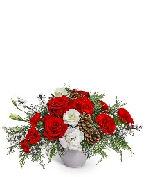 Snowberry Holiday Centerpiece Flower Arrangement