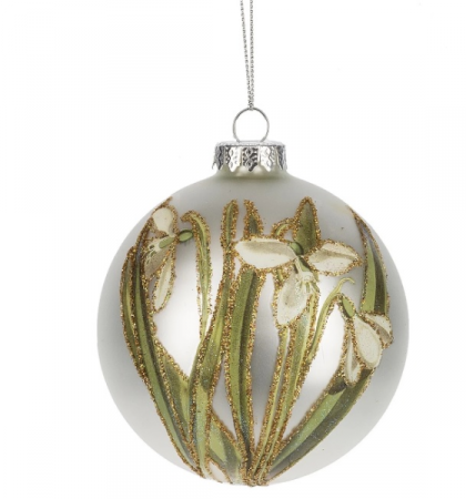 Snowdrops Glass Christmas Ornament Gift Item