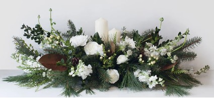 Snowed In Centerpiece Flower Arrangement