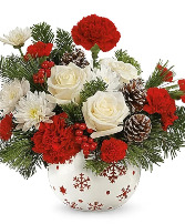 Snowflake Christmas Joy (Red/Gold/Silver Ball) Vase arrangement