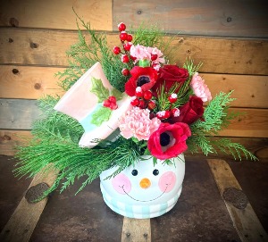 Snowman Cookie Jar Arrangement 