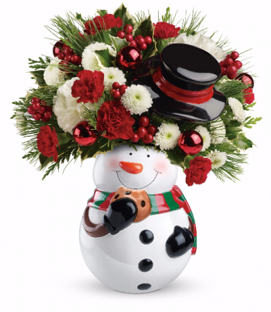 Snowman Cookie Jar bouquet