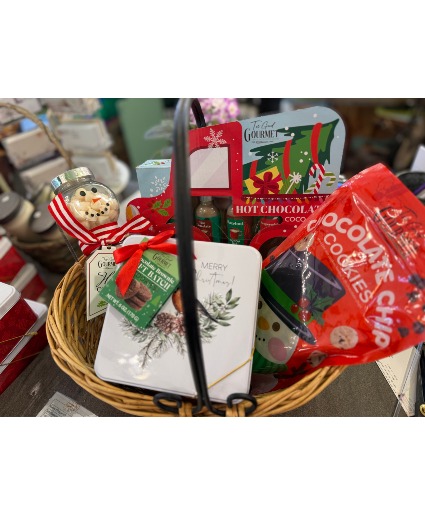 Snowman Hot Chocolate and Cookies Gift Basket