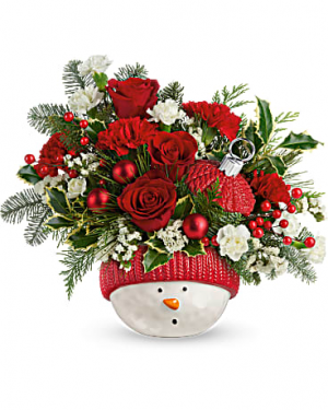 Snowman Ornament Flower Arrangement in Riverside, CA | Willow Branch Florist of Riverside Snowman Ornament Flower Arrangement in Riverside, CA | Willow Branch Florist of Riverside