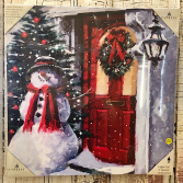 Snowman outside the door canvas Art Canvas art 
