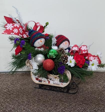 Snowman Sleighride  FHF-C63 Fresh Flower Arrangement (Local Delivery Only)