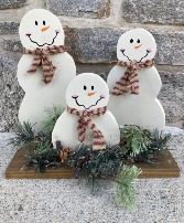 Snowman Trio - Lights up Wooden Decor