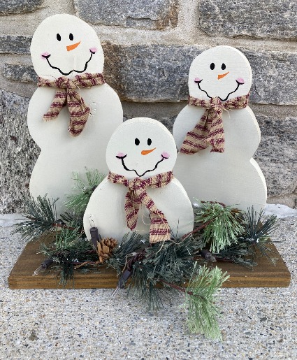 Snowman Trio - Lights up Wooden Decor