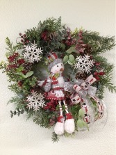 Snowman Wishes  Artificial Wreath 