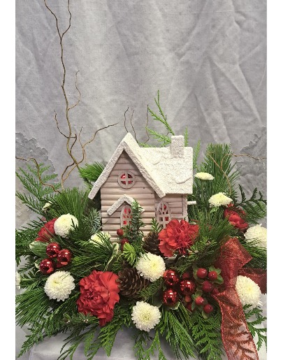 Snowy Cottage (Limited quantity Order soon!) Centerpiece Cottage lights up