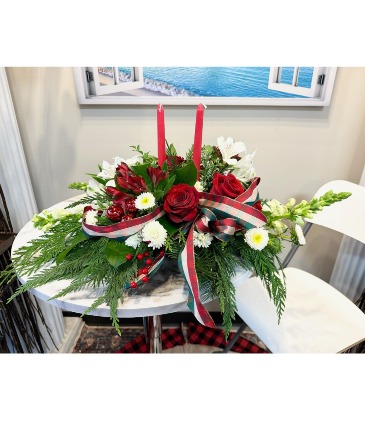 Snowy Pine & Berry Centerpiece  in Sugar Land, TX | BOUQUET FLORIST