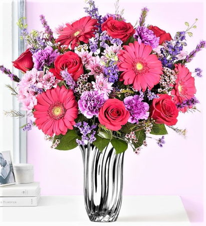 You Make My Life Shine! Gorgeous Mix of Blooms in Silver Radiance Vase