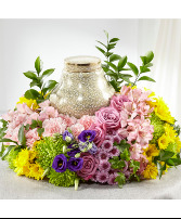 Soft and Vibrant Urn Wreath Arrangement