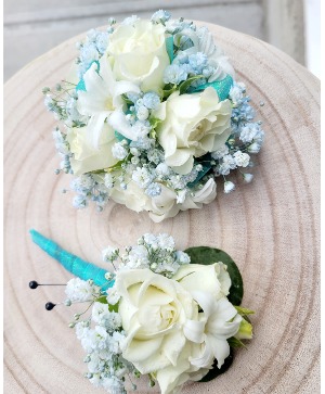 Soft Blue Wrist Corsage  