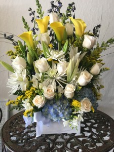 Soft Blue, Yellow and White Sympathy Tribute  