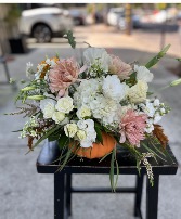 White & Pale Florals in Ceramic Pumpkin White or Green Ceramic Pumpkins Only, please specify