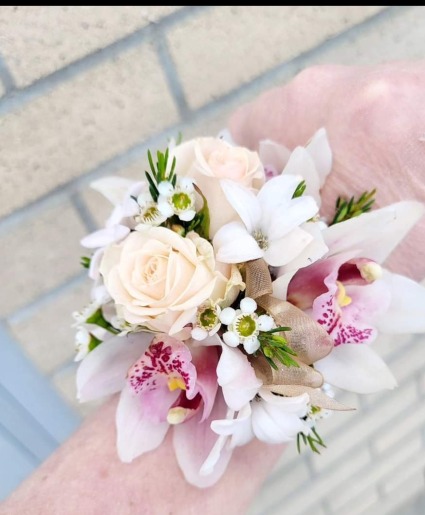 Soft Pink and Peach Wrist Corsage 