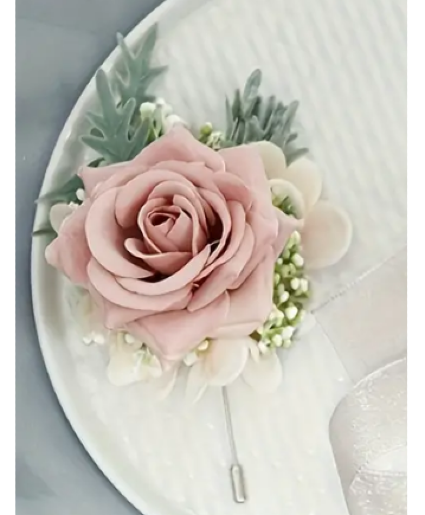 Soft Pink Rose  Boutonniere