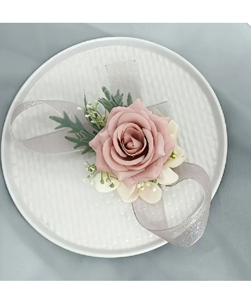 Soft Pink Rose Corsage Bracelet in Newmarket, ON | FLOWERS 'N THINGS FLOWER & GIFT SHOP