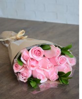 Soft Pink Roses- 1 Dozen- Wrapped 