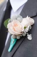 Soft pink with aqua boutonniere Boutonniere