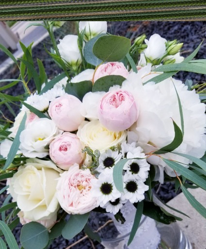 soft pinks and creme bridal bouquet  
