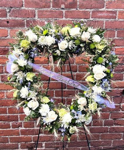 Soft Sincere Tribute Standing Wreath