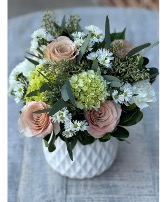 Soft & Sweet Potted floral arrangement 