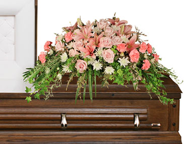 MAJESTIC RED CASKET SPRAY of Funeral Flowers in Miami, FL - FLOWERTOPIA