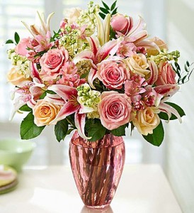 Softly, Gently Beautiful Medley of Pastel Blooms, flowers/vase varies