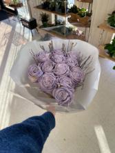 Sola lavender roses bouquet  Wood flowers