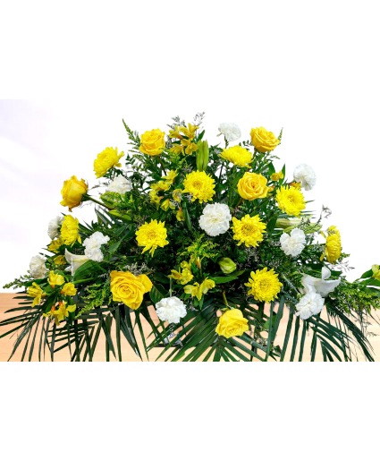 Solace: Yellow and White Casket Spray