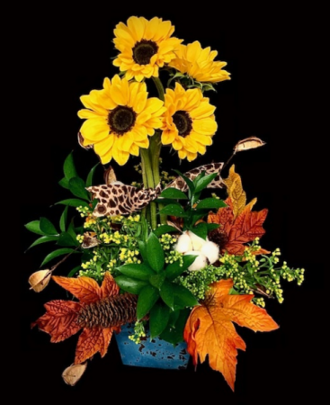 Solar Power Fall Sunflower Topiary