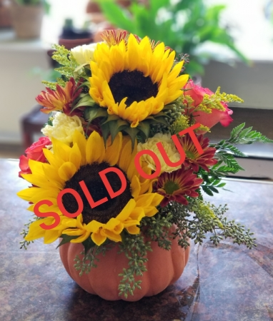 **SOLD OUT** Bright Sunflower Pumpkin Arrangement