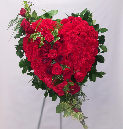 Solid Heart Red funeral flowers