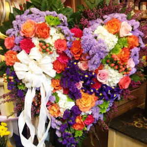 Vibrant Solid Heart Standing Spray in Northport, NY | Hengstenberg's Florist
