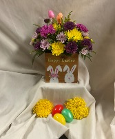 Some bunny loves you Wooden keepsake container with fresh flowers