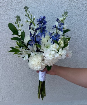 Something Blue Handheld Bouquet hand held blue and white 
