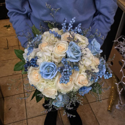 Something blue wedding bouquet
